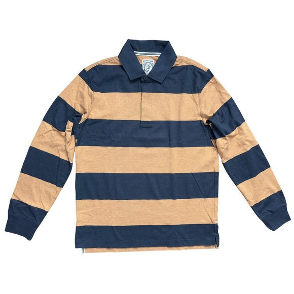 Lands' End Other - Lands' End Men's Long Sleeve Stripe Rugby Shirt French Navy Dijon Gold Size M